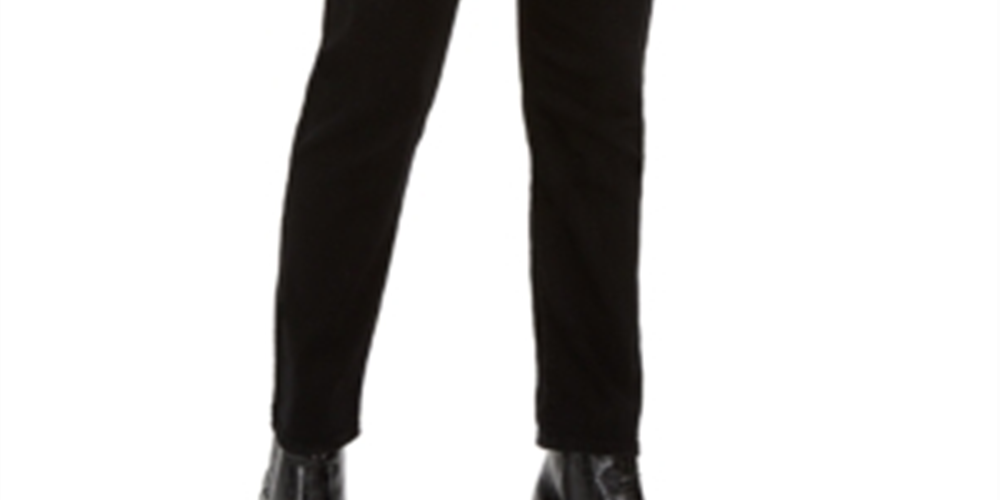 Jeans feminino estilo &amp; co moderno reto cintura média preto tamanho 2