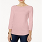 Charter Club Blusa feminina de algodão Pima com decote canoa e botões no ombro - Rosa Tamanho - XS