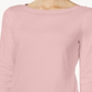 Charter Club Blusa feminina de algodão Pima com decote canoa e botões no ombro - Rosa Tamanho - XS