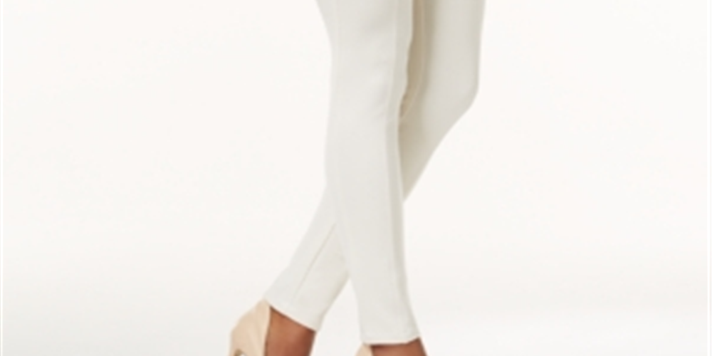 Leggings femininas de malha ponte com costura frontal estilo &amp; co, tamanho pequeno, branco