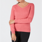 Karen Scott Suéter Feminino de Tricô de Algodão Rosa Tamanho Pequeno G