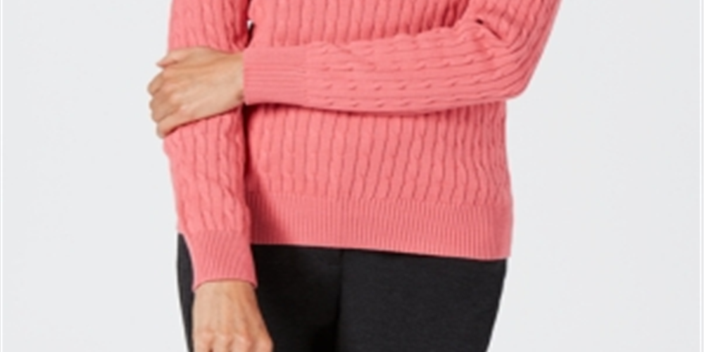 Karen Scott Suéter Feminino de Tricô de Algodão Rosa Tamanho Pequeno G