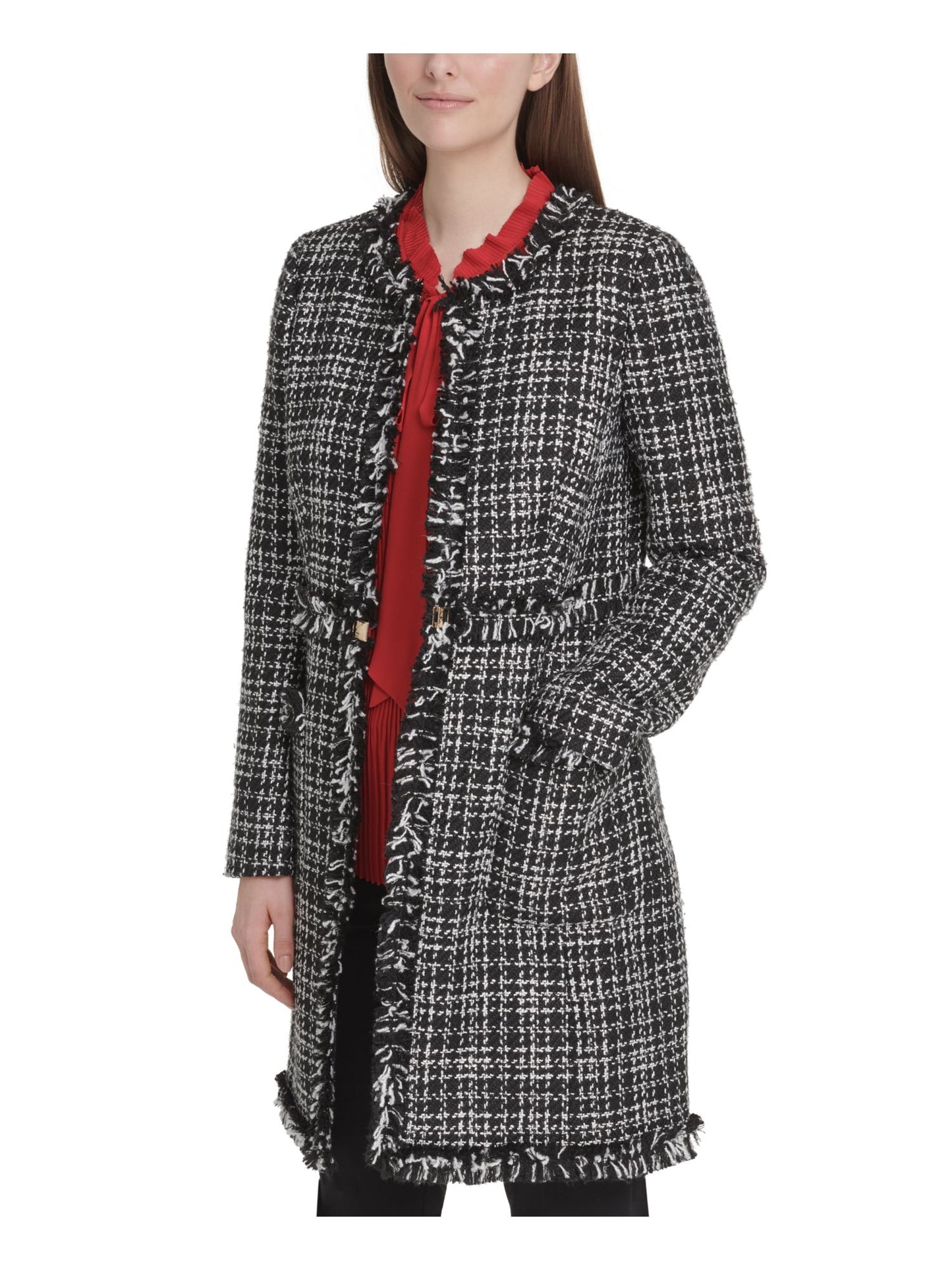 Casaco de tweed feminino DKNY preto, tamanho 12