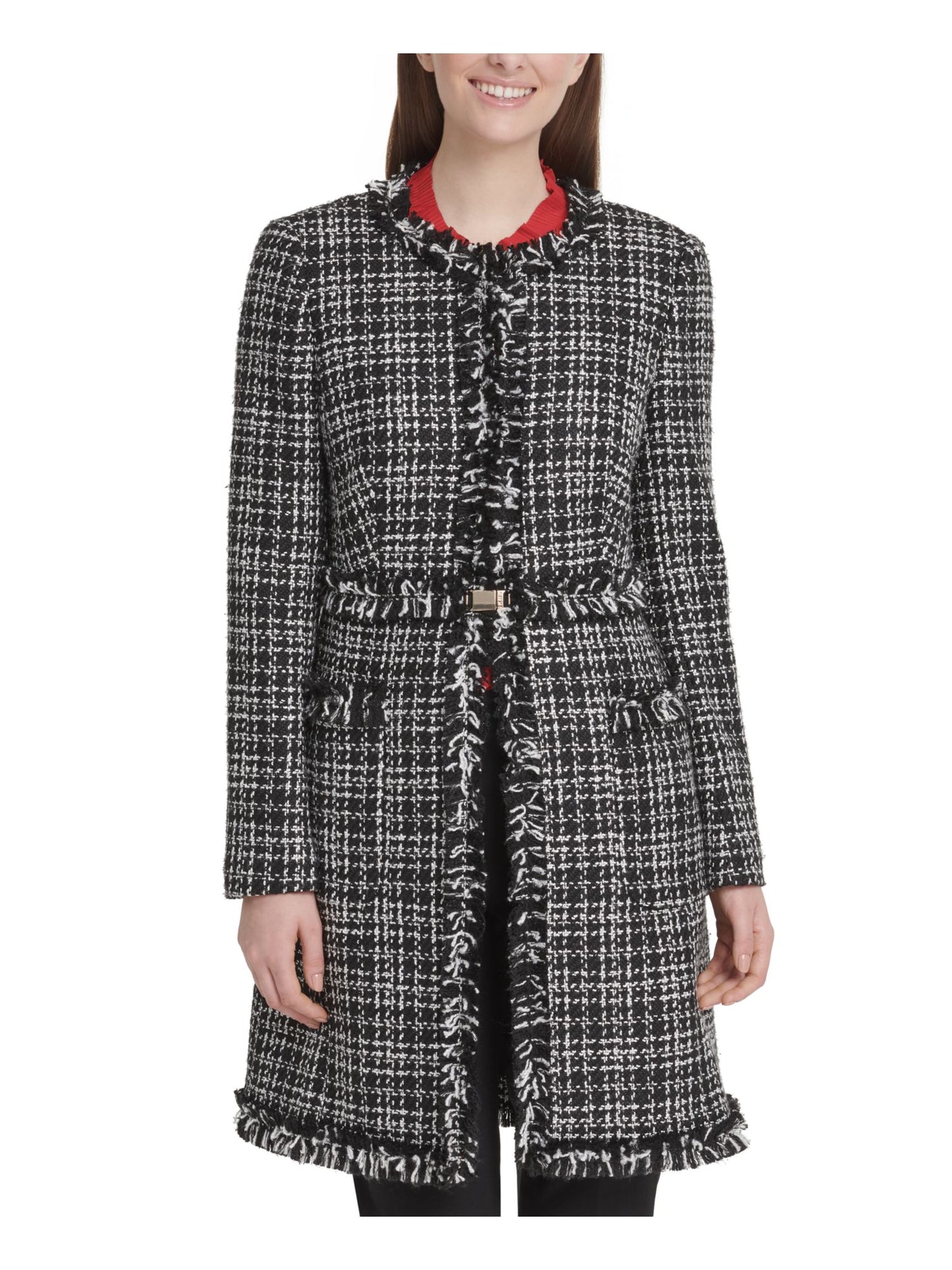 Casaco de tweed feminino DKNY preto, tamanho 12