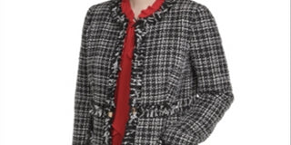 Casaco de tweed feminino DKNY preto, tamanho 12