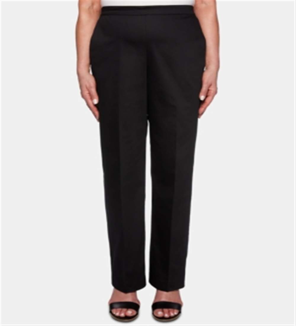 Calça feminina alfaiataria Alfred Dunner, corte tradicional, preta, tamanho 12P