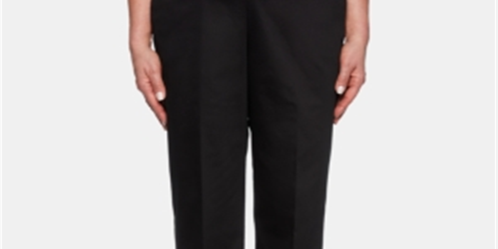 Calça feminina alfaiataria Alfred Dunner, corte tradicional, preta, tamanho 12P