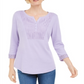 Karen Scott Top Henley Feminino Crochê com Acabamento Roxo Tamanho P