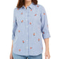 Camisa feminina estampada Charter Club azul tamanho XX-G