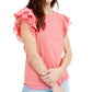 Blusa feminina de malha com listras e mangas esvoaçantes Maison Jules, tamanho laranja, grande