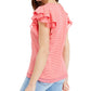 Blusa feminina de malha com listras e mangas esvoaçantes Maison Jules, tamanho laranja, grande