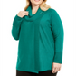 JM Collection Suéter Feminino Plus com Cadarço e Gola Redonda Verde Tamanho 4X