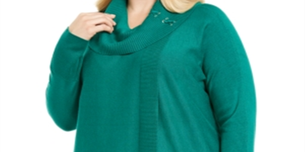 JM Collection Suéter Feminino Plus com Cadarço e Gola Redonda Verde Tamanho 4X