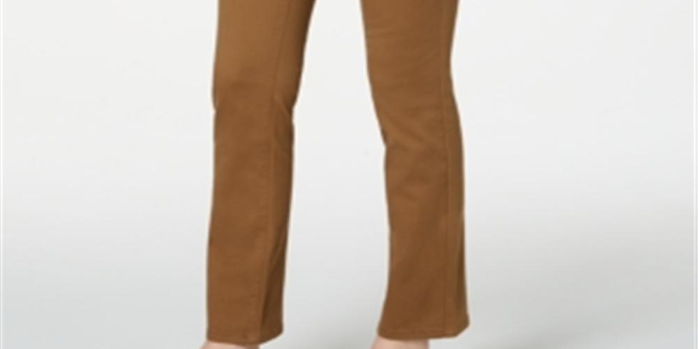 Calça jeans feminina Lexington reta, marrom, tamanho 14, pequena, Charter Club