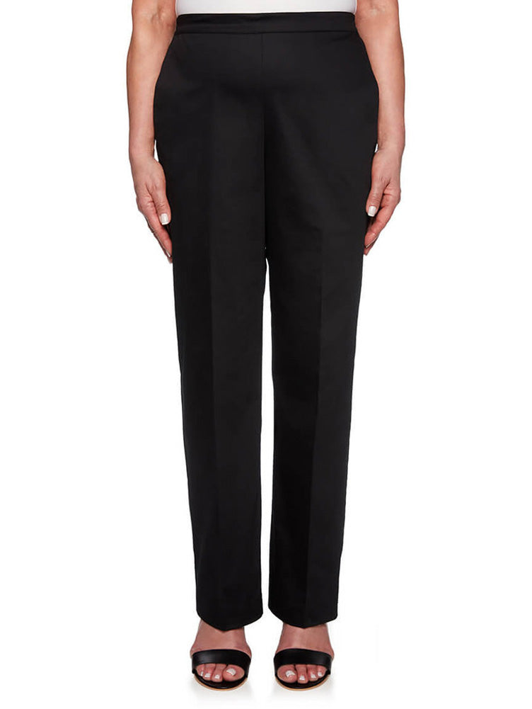 Calça feminina alfaiataria Alfred Dunner, corte tradicional, preta, tamanho 8, pequena