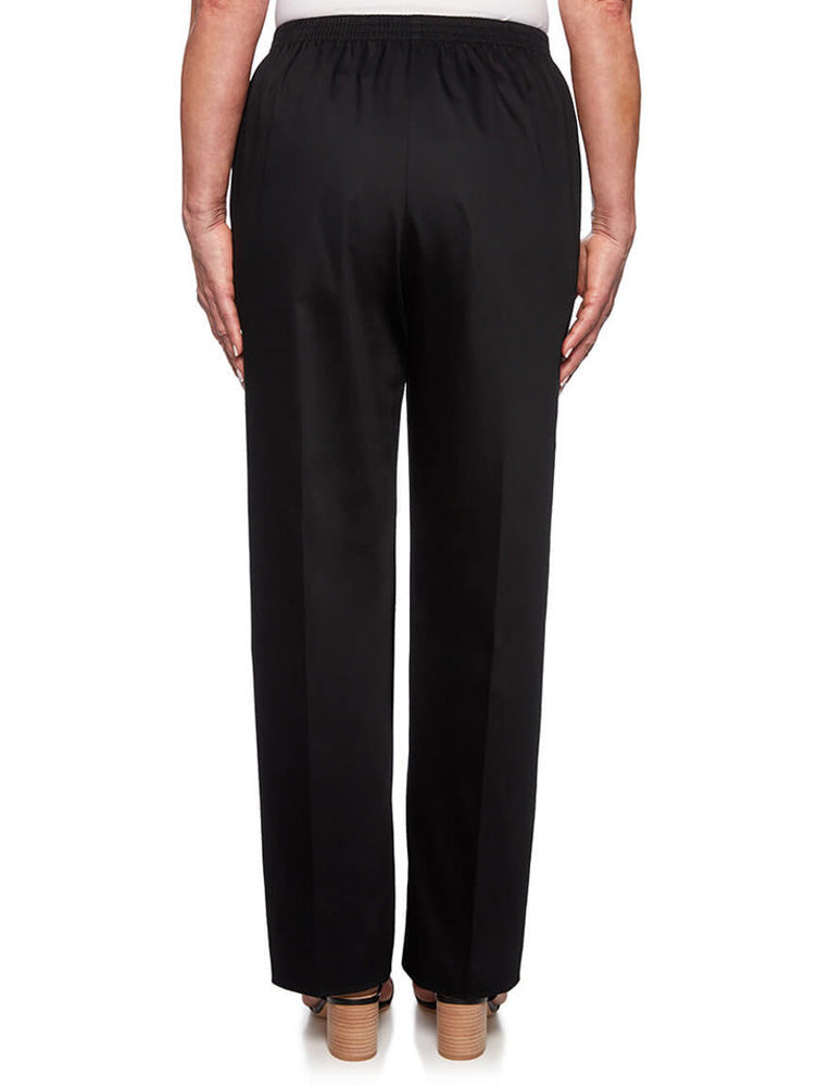 Calça feminina alfaiataria Alfred Dunner, corte tradicional, preta, tamanho 8, pequena