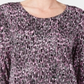 JM Collection Blusa feminina estampada com manga 3/4 roxa tamanho pequeno GG