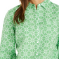 Camisa feminina Charter Club com mangas curtas e estampadas, verde, tamanho pequeno