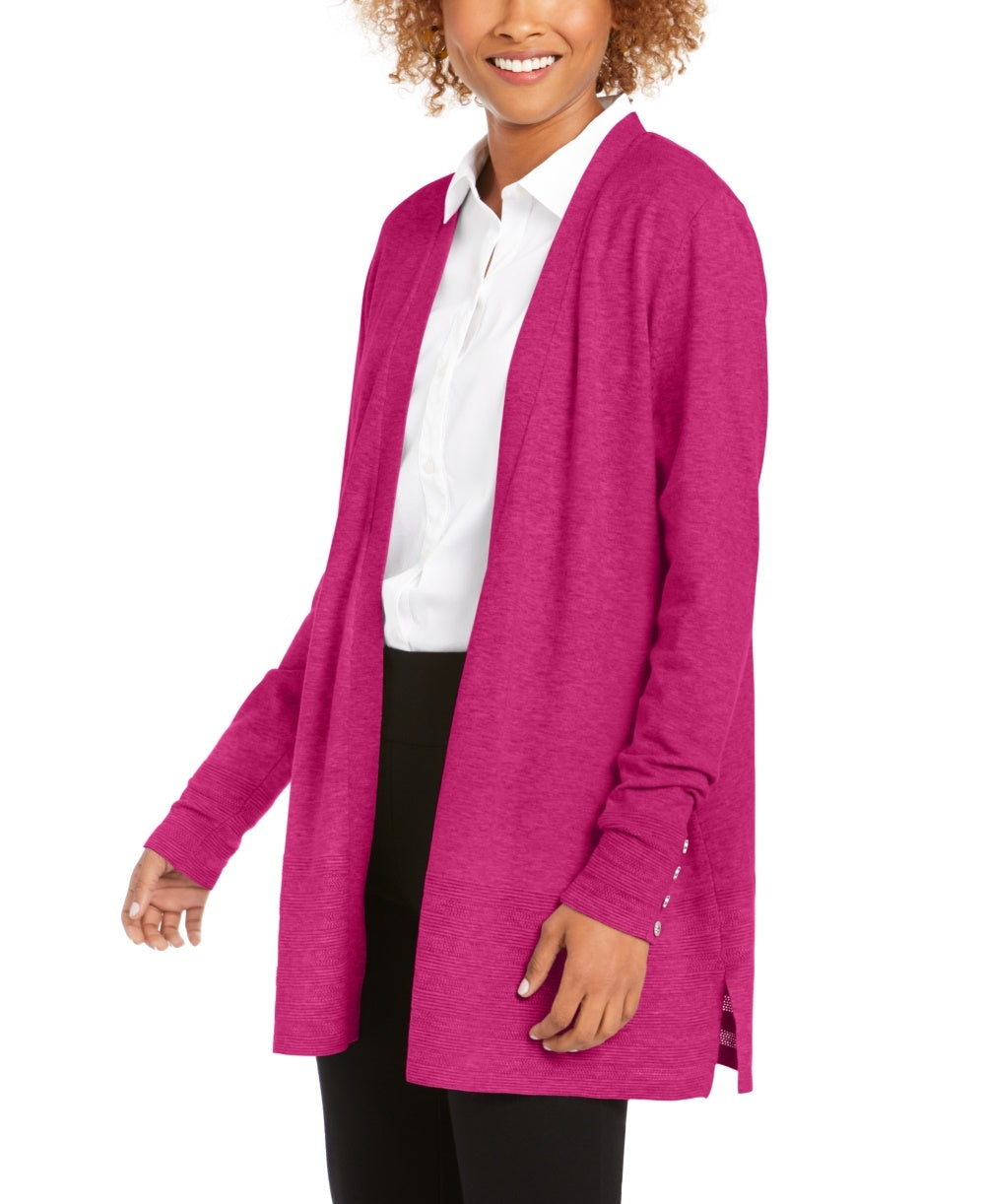 Cardigan feminino Charter Club com frente aberta, rosa, tamanho médio