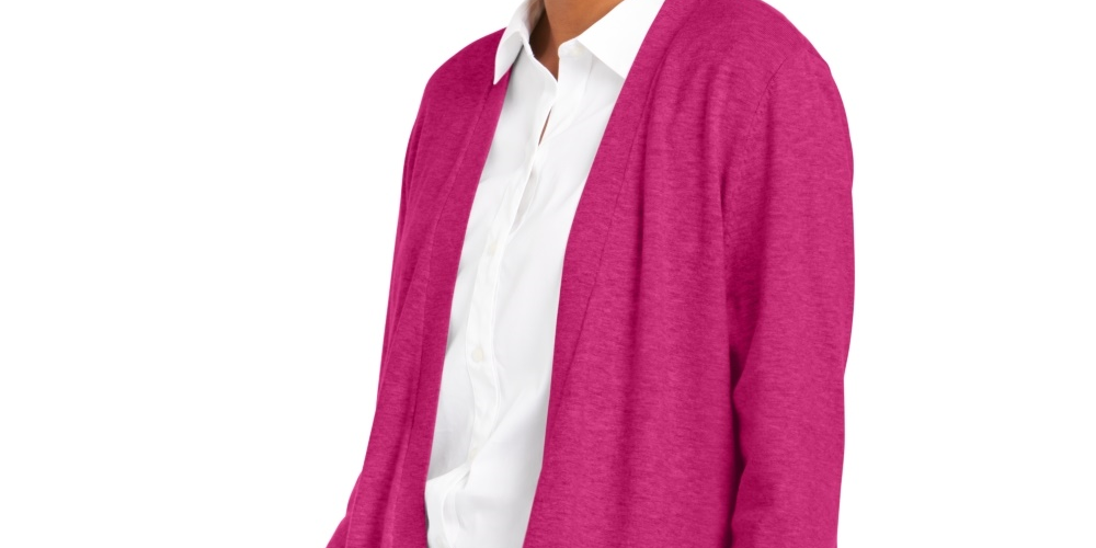 Cardigan feminino Charter Club com frente aberta, rosa, tamanho médio