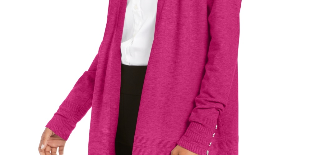 Cardigan feminino Charter Club com frente aberta, rosa, tamanho médio