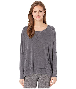 Blusa oversize de manga comprida First Choice da Free People para mulheres, preta, tamanho médio