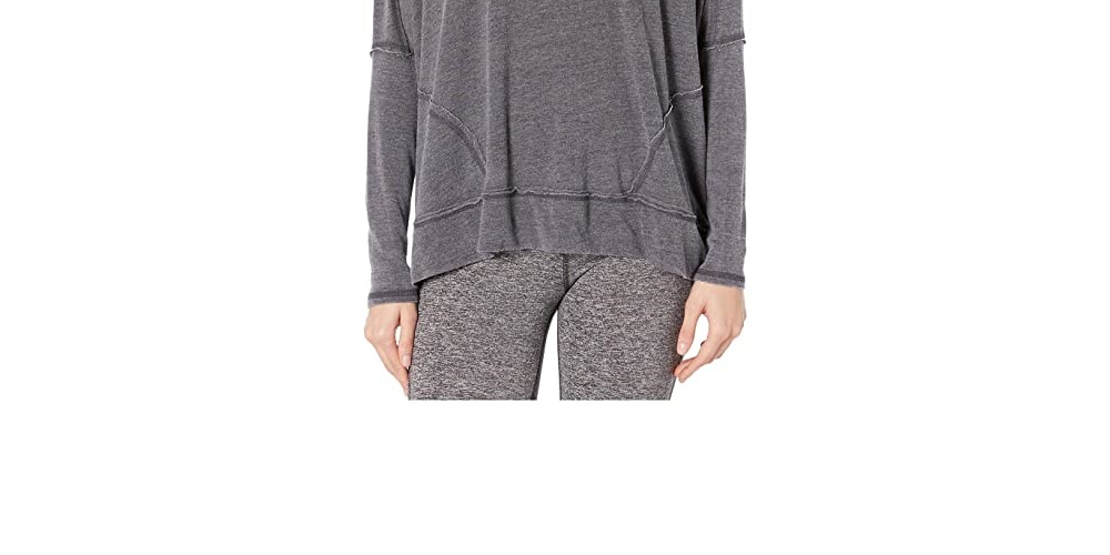 Blusa oversize de manga comprida First Choice da Free People para mulheres, preta, tamanho médio