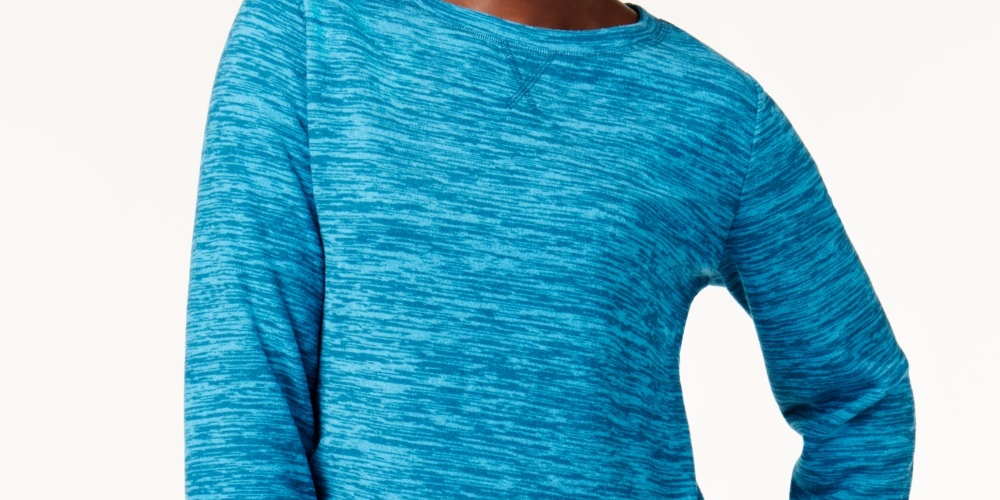 Karen Scott Sport Space Dye Microfleece Top Feminino Azul Tamanho Médio