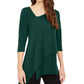Blusa feminina Alfani com bainha assimétrica e manga 3/4, verde, tamanho XX-G
