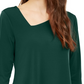 Blusa feminina Alfani com bainha assimétrica e manga 3/4, verde, tamanho XX-G