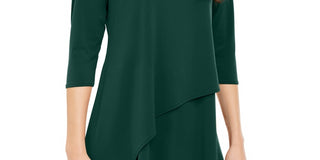 Blusa feminina Alfani com bainha assimétrica e manga 3/4, verde, tamanho XX-G