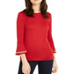 Blusa de malha com manga sino e ferragens Currant Hardware Michael Kors feminina, vermelha, tamanho G