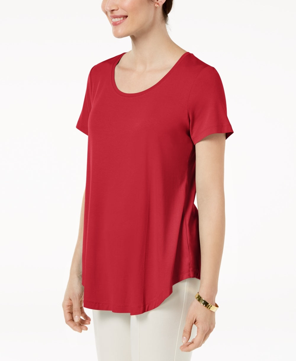 JM Collection Top feminino com bainha curta rosa tamanho pequeno extragrande