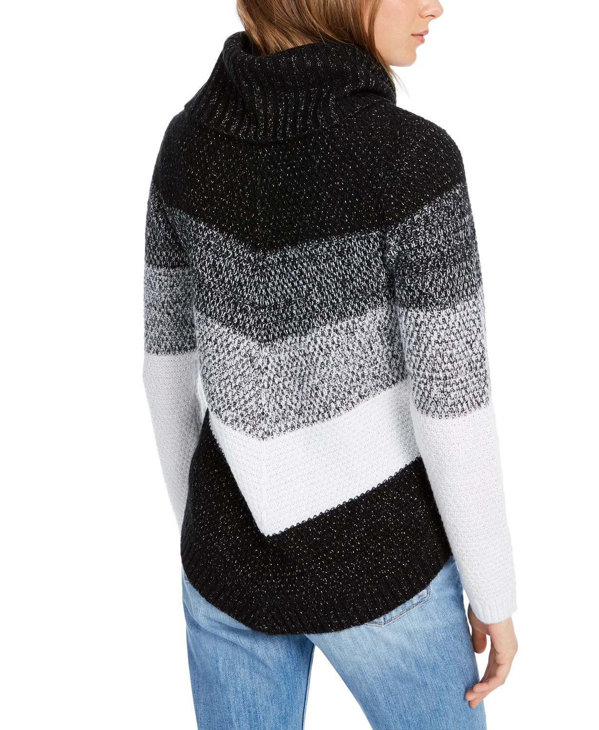 Suéter de gola alta listrado Chevron BCX Junior, branco, tamanho X-S