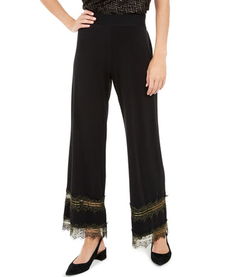 Calça Palazzo Alfani Feminina com Detalhe de Renda Preta Tamanho PL
