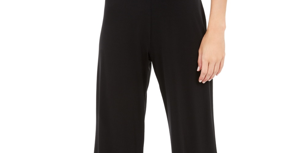 Calça Palazzo Alfani Feminina com Detalhe de Renda Preta Tamanho PL