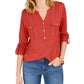 Blusa feminina estilo &amp; co com decote aberto e mangas bufantes, vermelha, tamanho pequeno