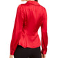 Nanette Lepore Blusa Peplum Feminina de Seda Wrap Vermelho Brilhante Tamanho 8