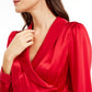 Nanette Lepore Blusa Peplum Feminina de Seda Wrap Vermelho Brilhante Tamanho 8