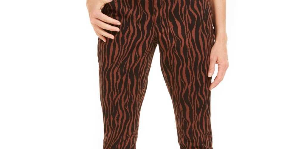 Calça jeans skinny feminina estampada e curvilínea da INC International Concepts, tamanho 10, marrom