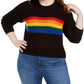Suéter Planet Gold Trendy Plus Size Arco-íris Preto Tamanho 2X