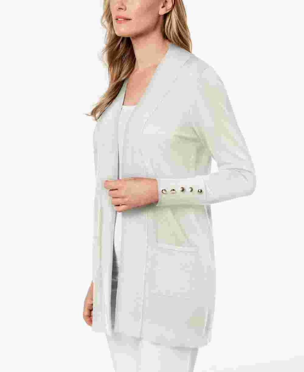 Cardigan feminino JM Collection Petite com frente aberta, tamanho natural Petit X-Large