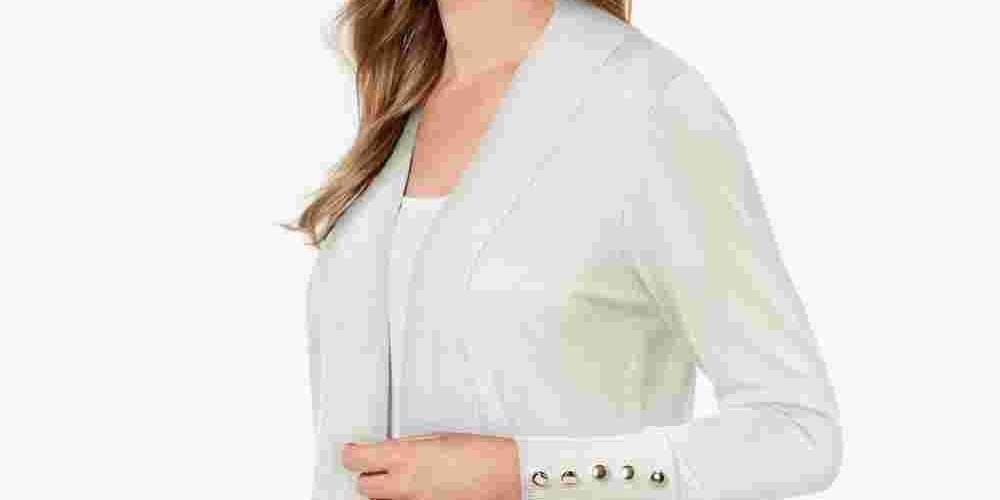 Cardigan feminino JM Collection Petite com frente aberta, tamanho natural Petit X-Large