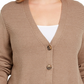 Karen Scott Suéter Cardigan Feminino Plus Size em Malha Canelada Marrom -0X