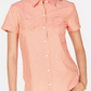 Camisa de acampamento listrada de algodão Tommy Hilfiger laranja tamanho X-S