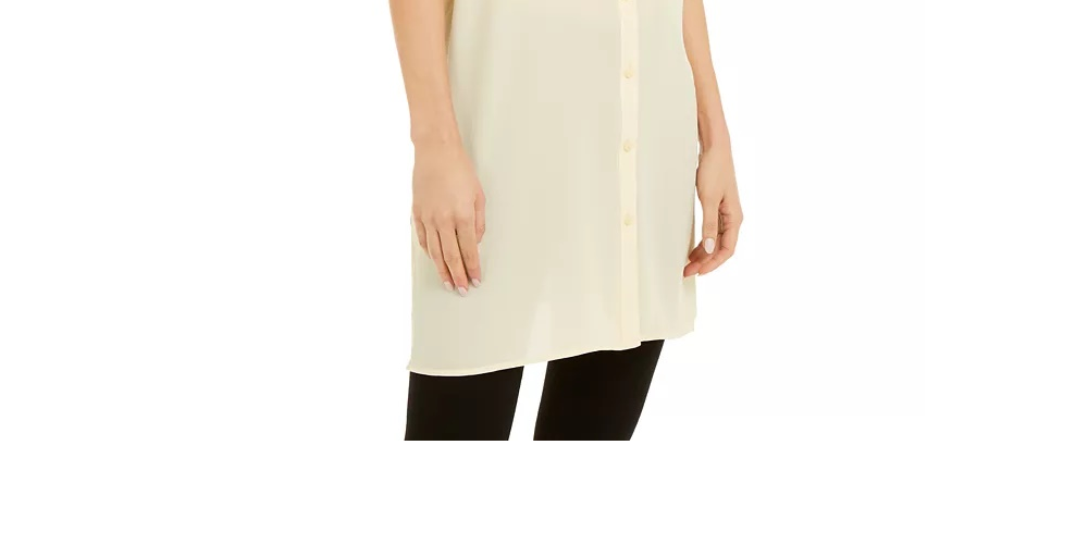 Camisa túnica Alfani Roll-Tab Lt/Pas Amarelo Tamanho P