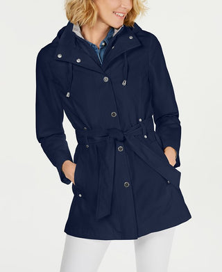 Capa de chuva feminina com cinto Nautica, azul, tamanho X-S