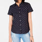 Camisa de acampamento Tommy Hilfiger de algodão com estampa de bolinhas, azul-marinho, tamanho XX-G