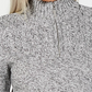 Karen Scott Suéter Feminino de Malha Marled com Zíper em Um Quarto, Branco, Tamanho P