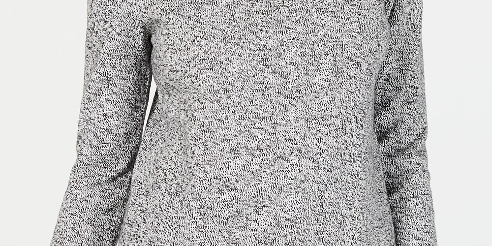 Karen Scott Suéter Feminino de Malha Marled com Zíper em Um Quarto, Branco, Tamanho P